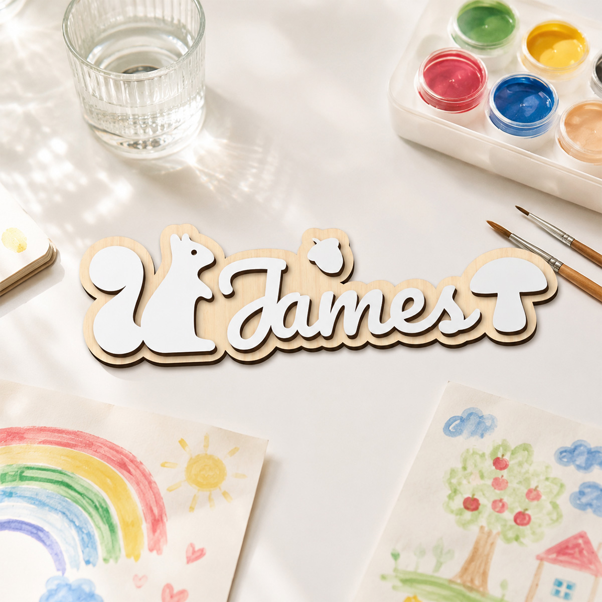Baby Food Brand - 1pc personalized double-layer wooden surname brand,