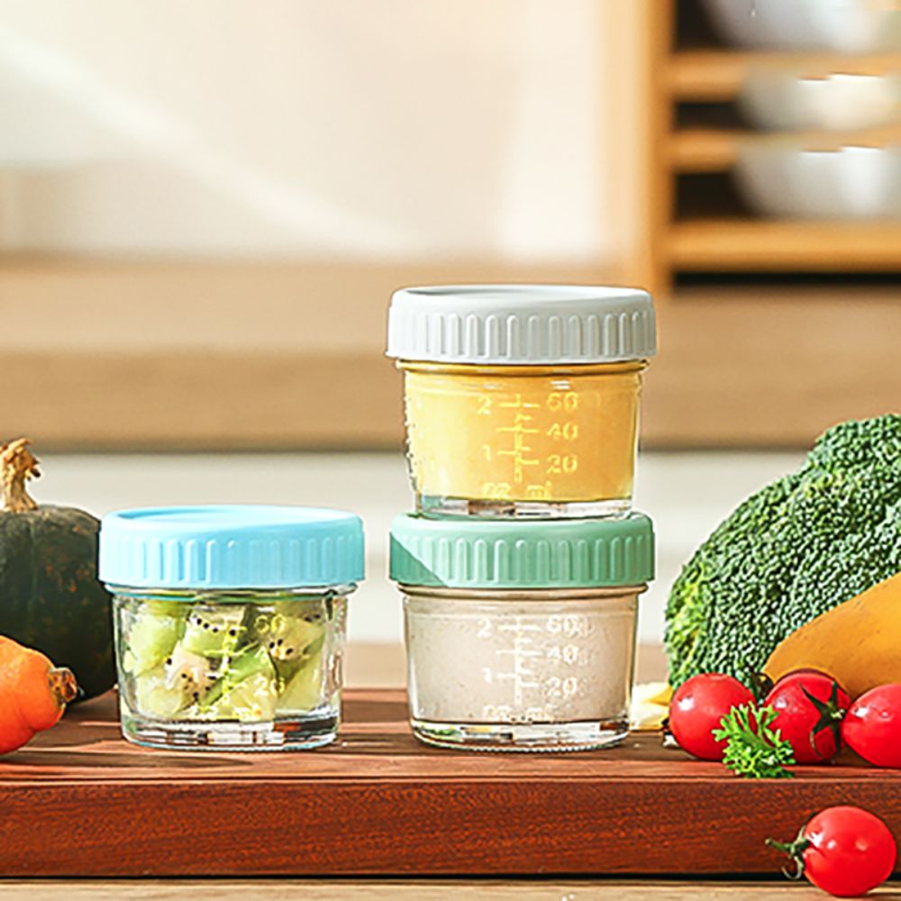 Baby Food Glass Containers - 6pcs Mason Jar Glass Baby Food