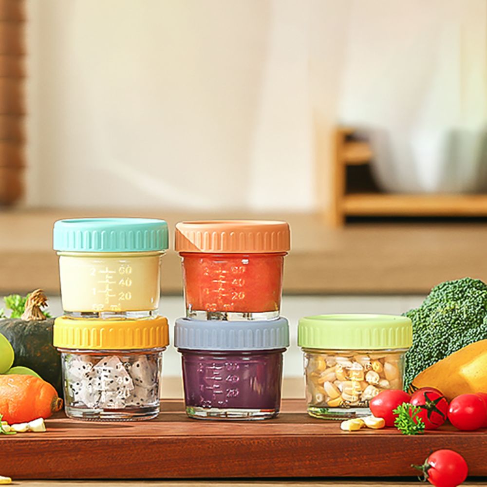Baby Food Glass Containers - 6pcs Mason Jar Glass Baby Food