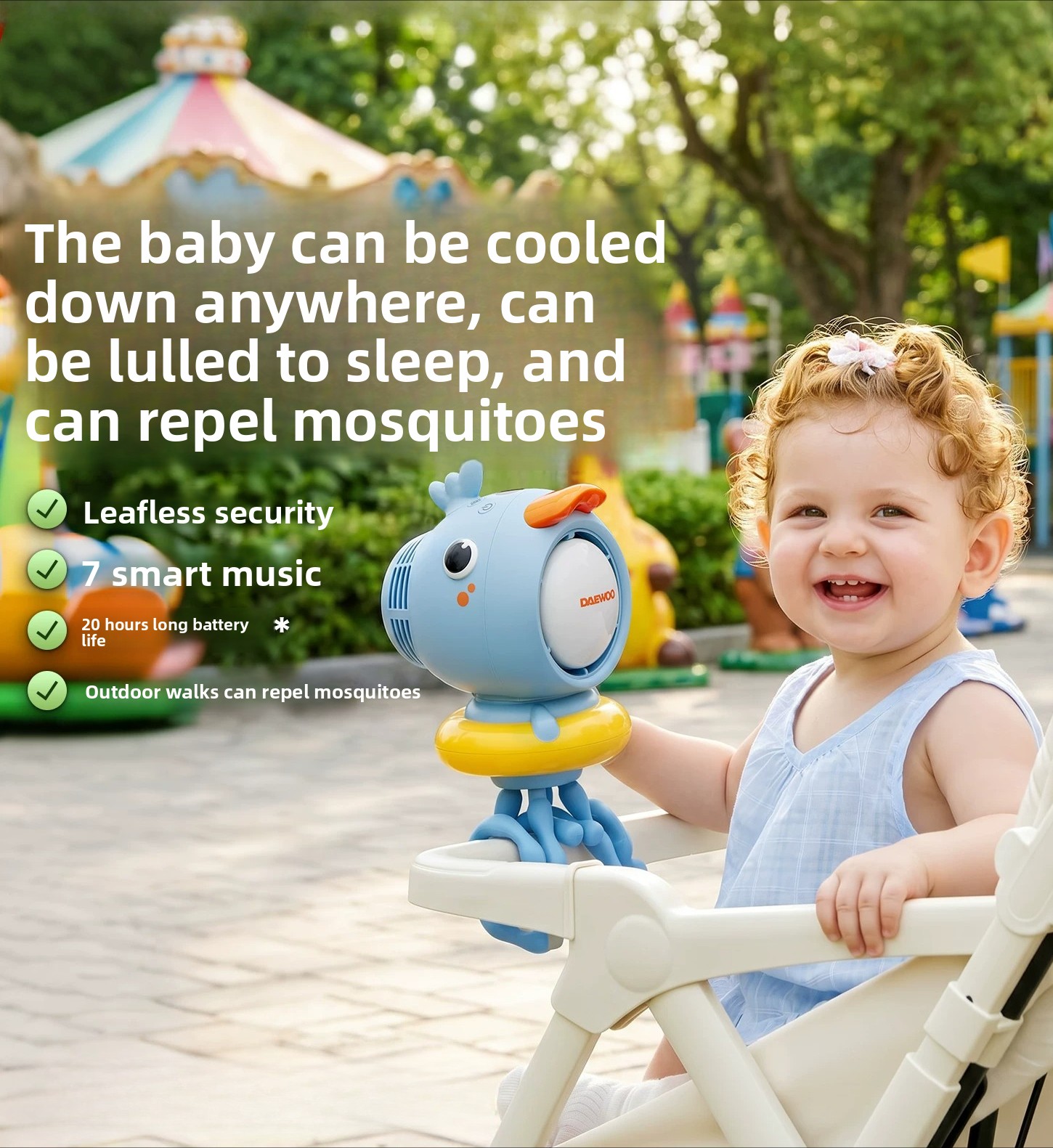 Baby Food Grade - Food Grade Octopus Bladeless Stroller Fan