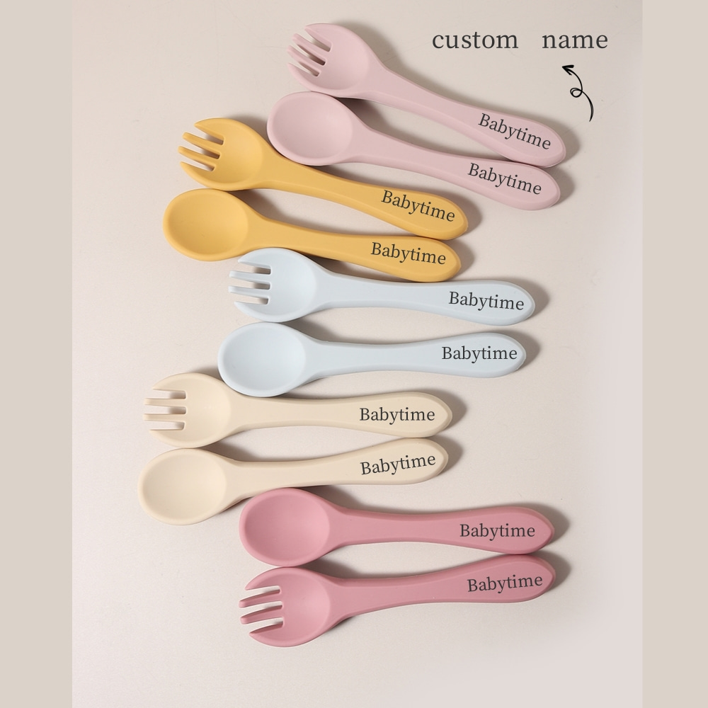 Baby Food Bites - Custom Name 1 Pair Silicone Spoon