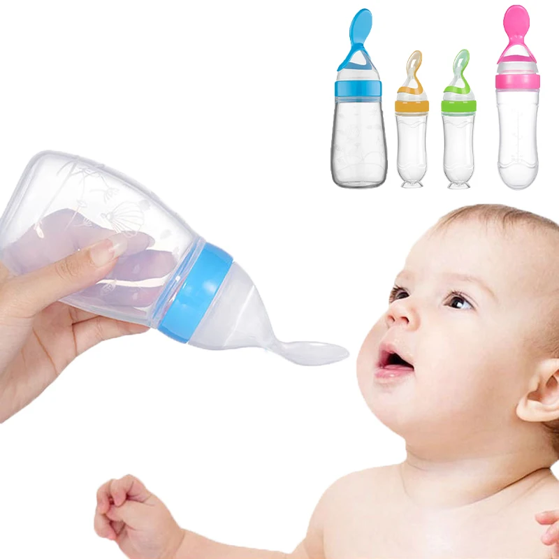 Baby Food Bites - Safe Baby Feeding Bottle Spoon Milk