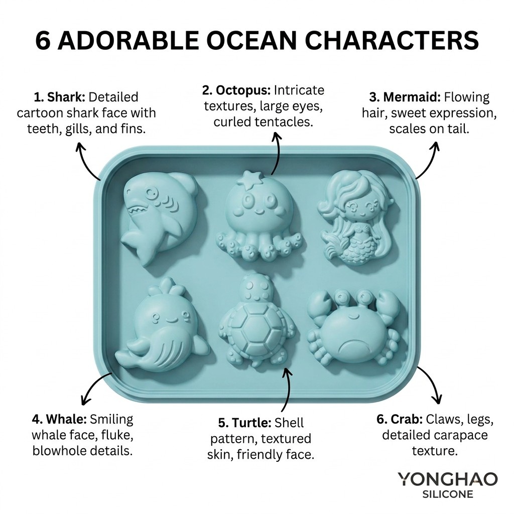 6-Cavity Mermaid Sea Creatures - đánh giá và giá Baby Food Jelly