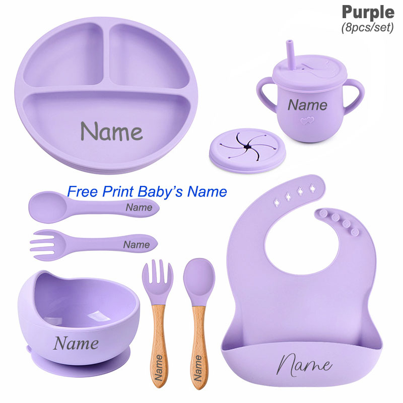 8Pcs Silicone Tableware Set Pe - đánh giá và giá Baby Food Logo