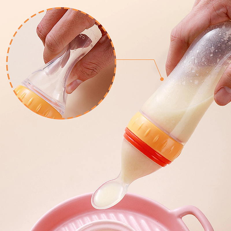 Squeezing Feeding Bottle Silic - đánh giá và giá Baby Food Bites